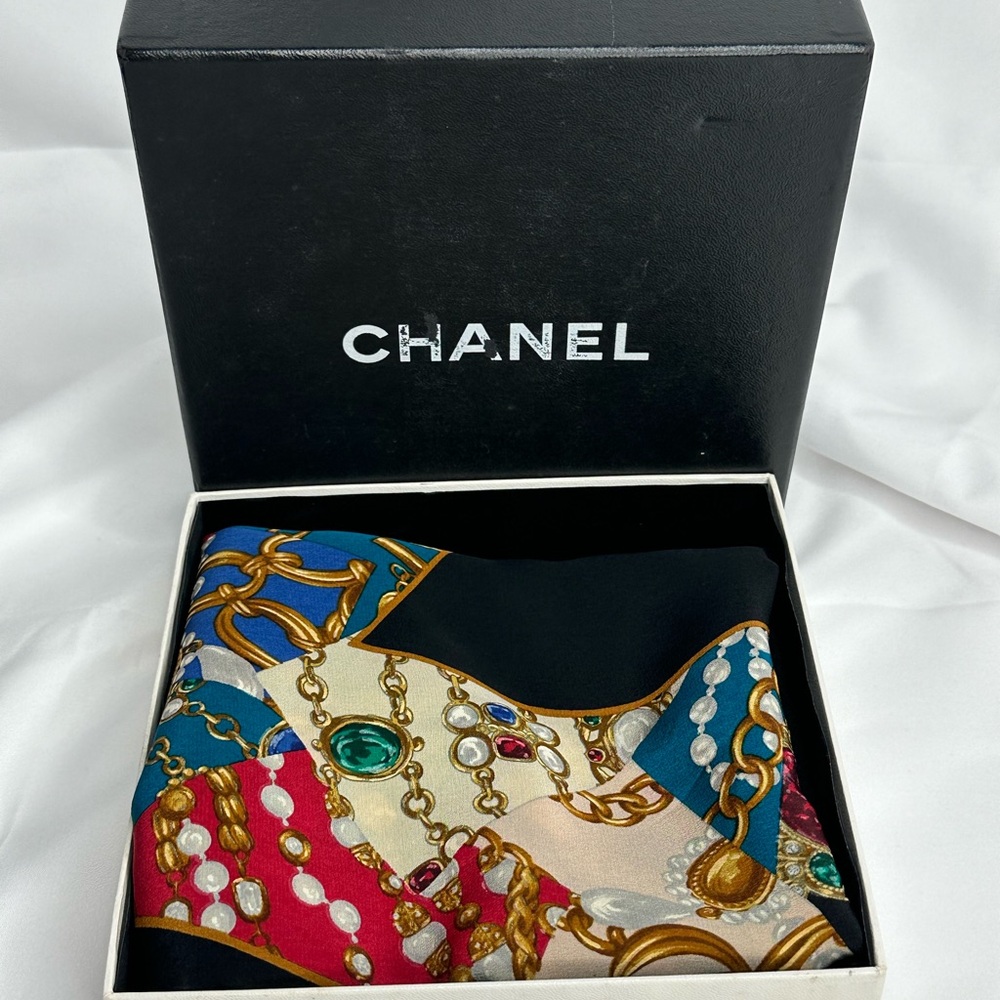 Chanel Authentic Logo Scarf 33x34 with Box - Picture 8 of 13